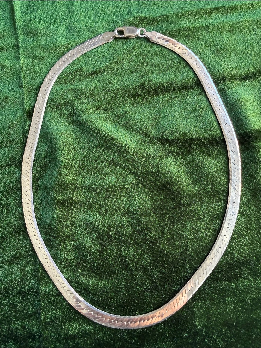 Classic Italian 925 Sterling Silver Herringbone Flat Snake Link Necklace